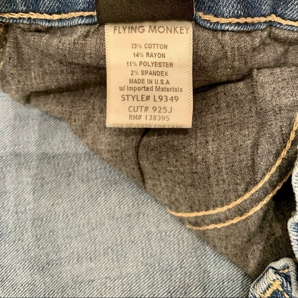 Flying Monkey Jeans Adult Size 25 Blue Platinum Distressed 30.5” Inseam Women - Picture 8 of 9